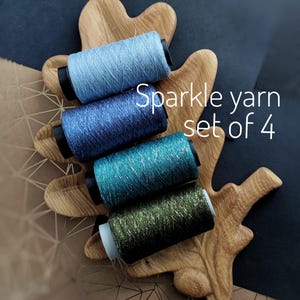 Sparkle Lurex Yarn Set of 4 – Metallic Accent Thread for Knitting, Crochet, Weaving – Add Shine to Your Yarn Projects
