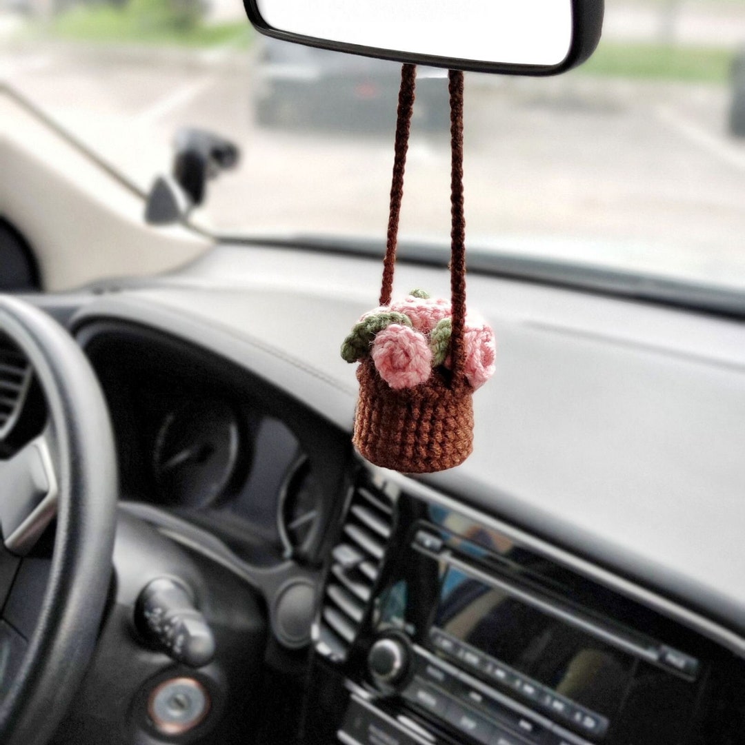 Pink Car Accessories, Flower Bouquet Car Decorations, Rose Flower
