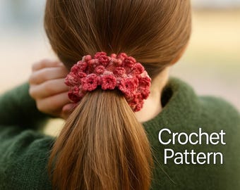 Haargummi Häkelanleitung, Blumen Accessoires Muster, Florale Haarbänder, Handgemachte DIY Süße Haarverpackung, Einfache Anfänger häkeln
