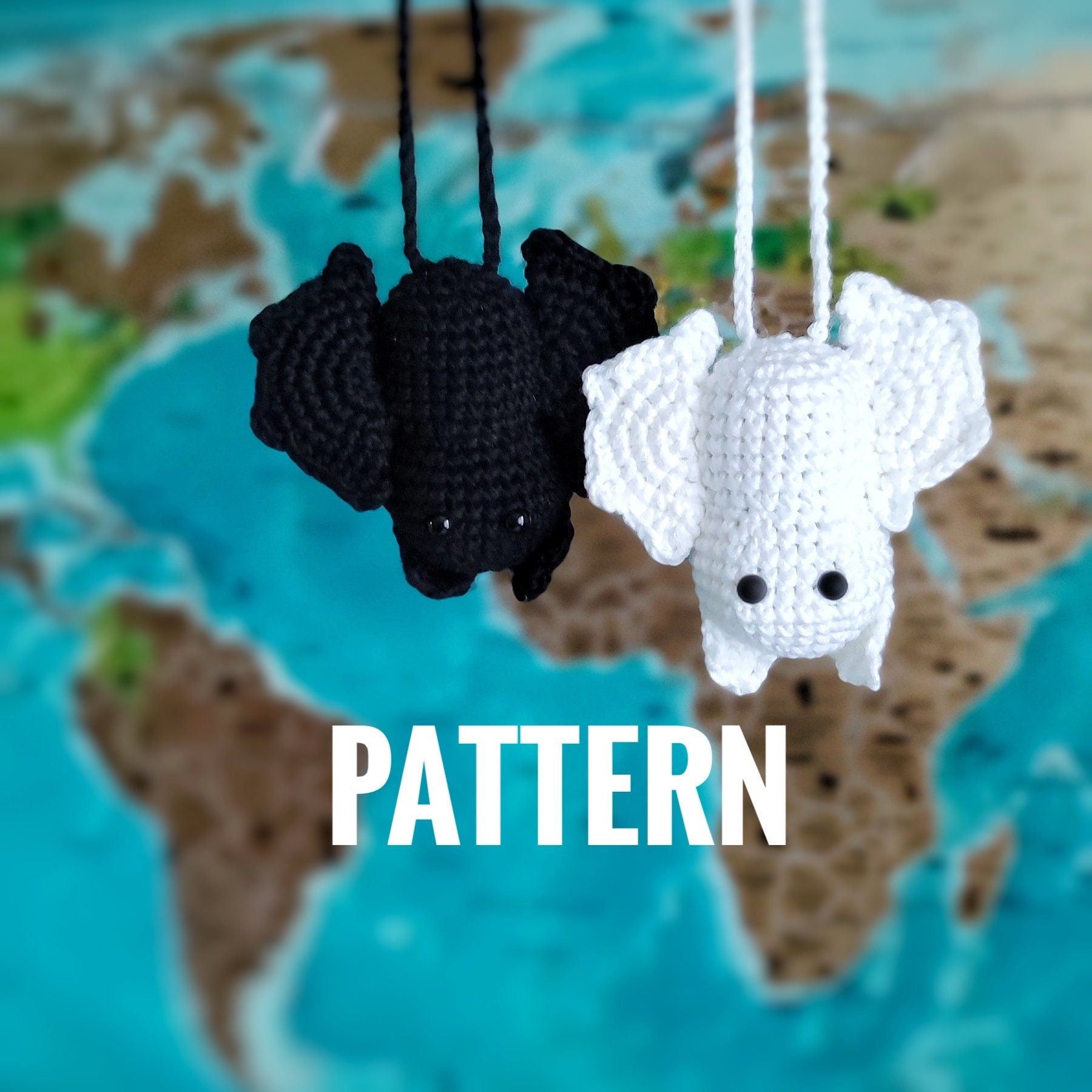 BAT PATTERN. Halloween crochet car decorations, Do it yourself spoky hanging car accessories, Easy crochet pattern for beginers, Amigurumi