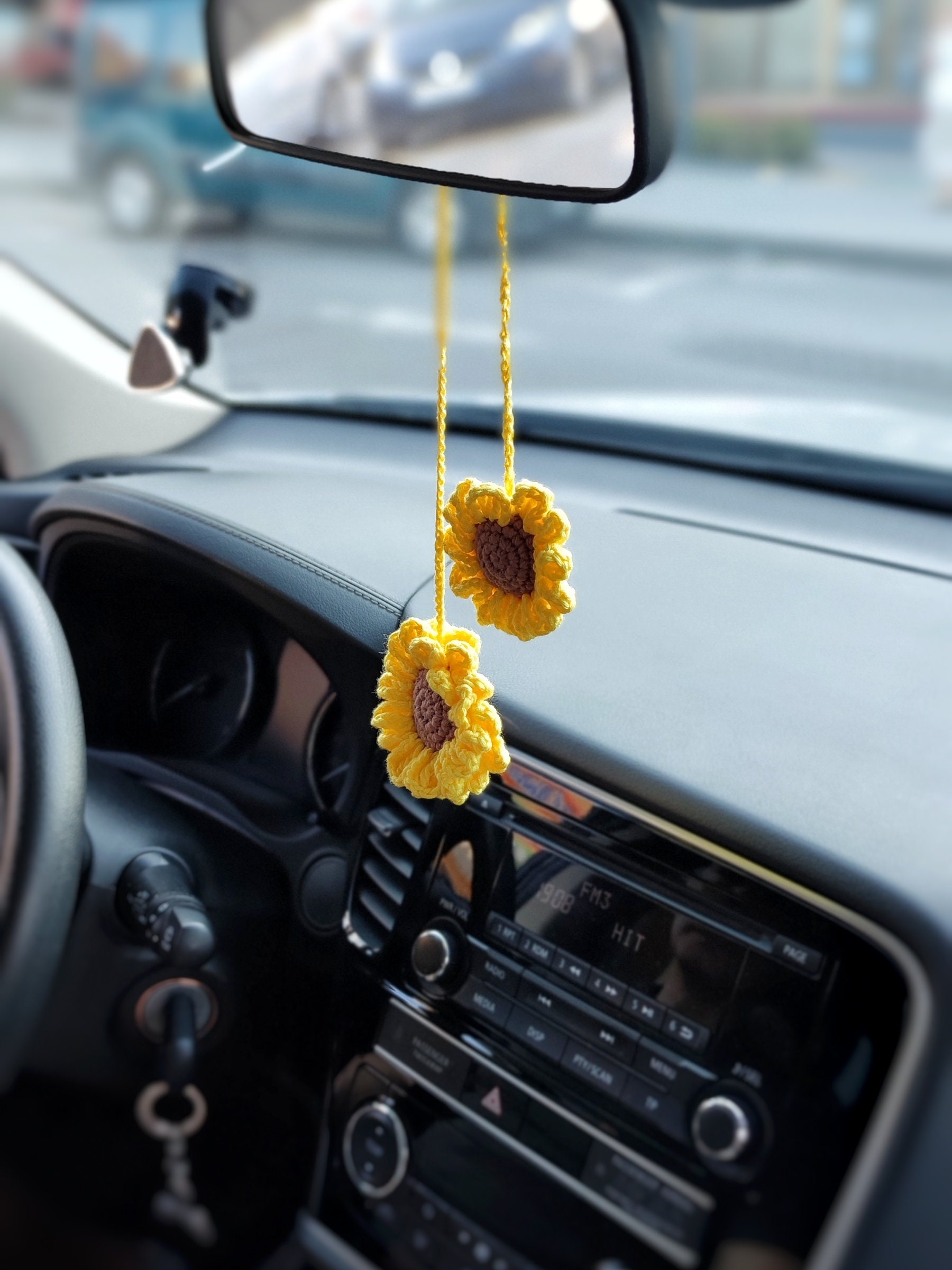 Girly Car Decor Cute Car Accessory SUNFLOWER Car Charm Car Etsy UK