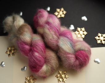 Handgefärbtes Seiden-Mohairgarn: Farbverlauf pink, 100g Strang
