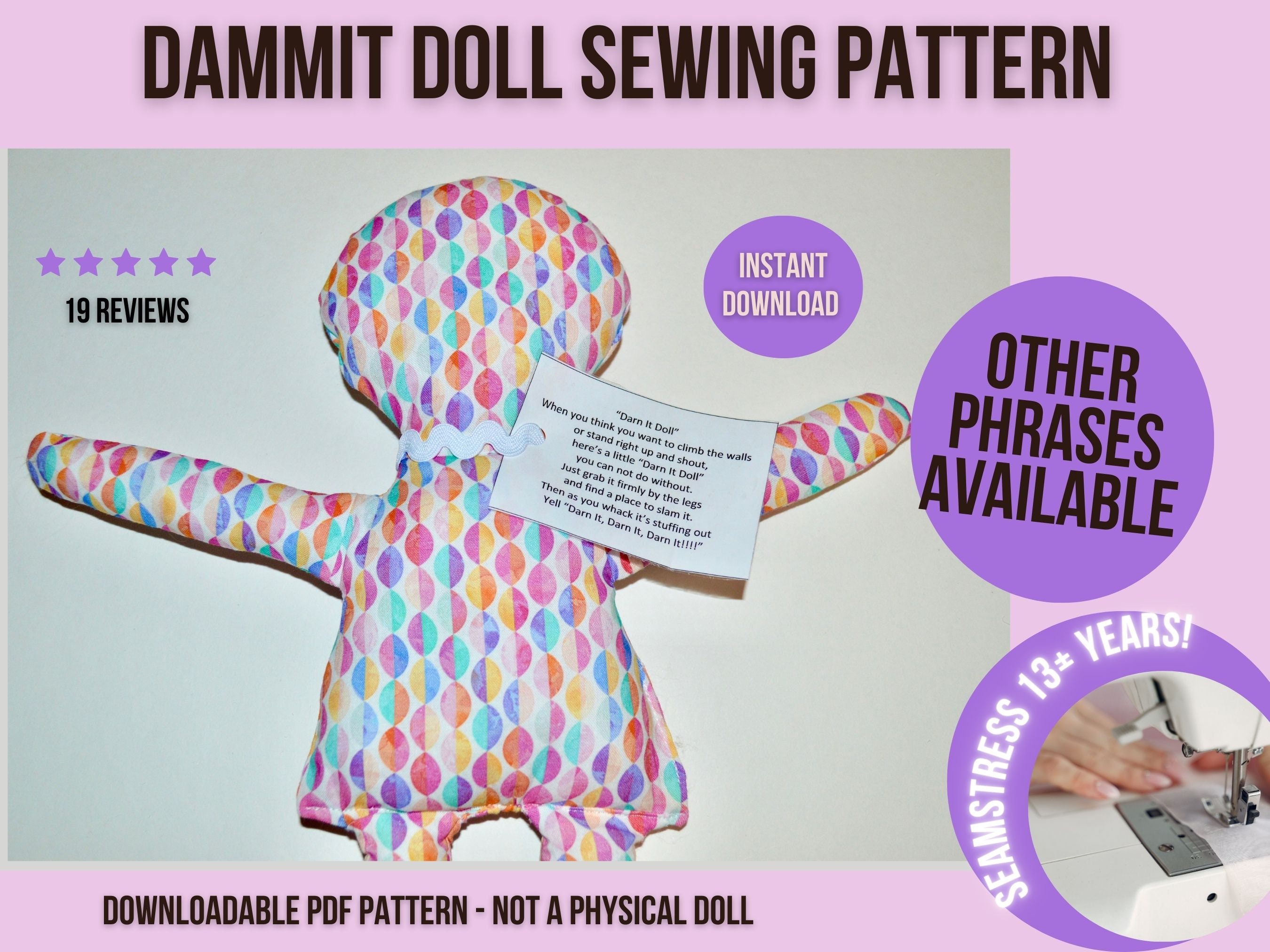 Dammit Doll Pattern Dammit Doll Sewing Pattern Fun Sewing Etsy