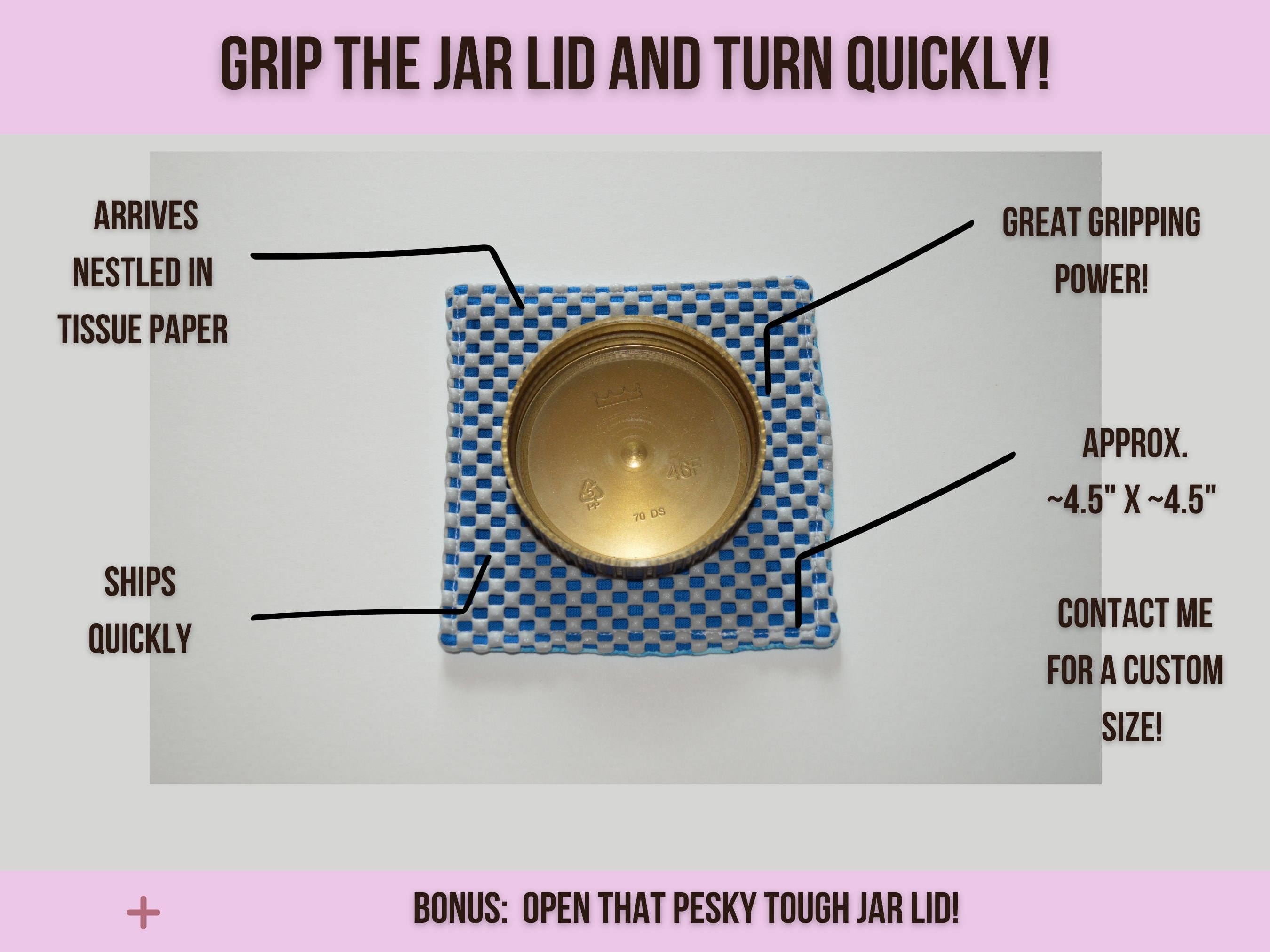 Jar Opener Grip, Jar Gripper, Jar Opener Purple, Fabric Jar Opener