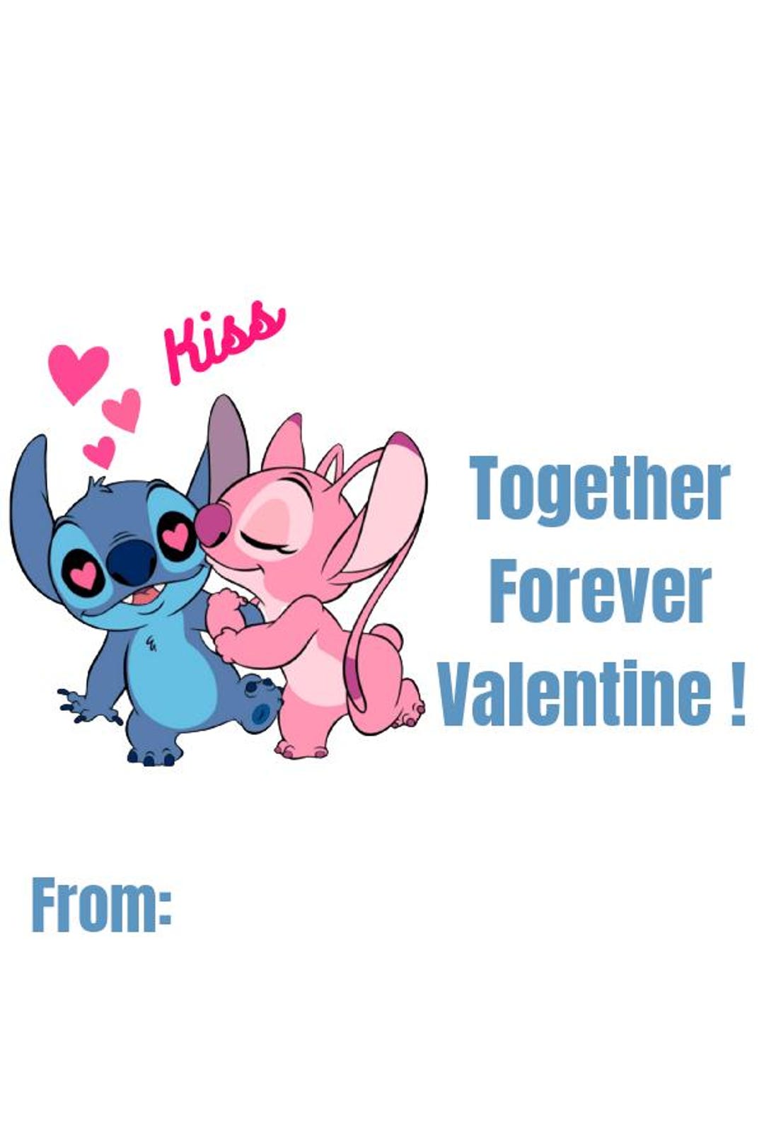 Stitch Valentine Card for Kids. Digital Download. - Etsy