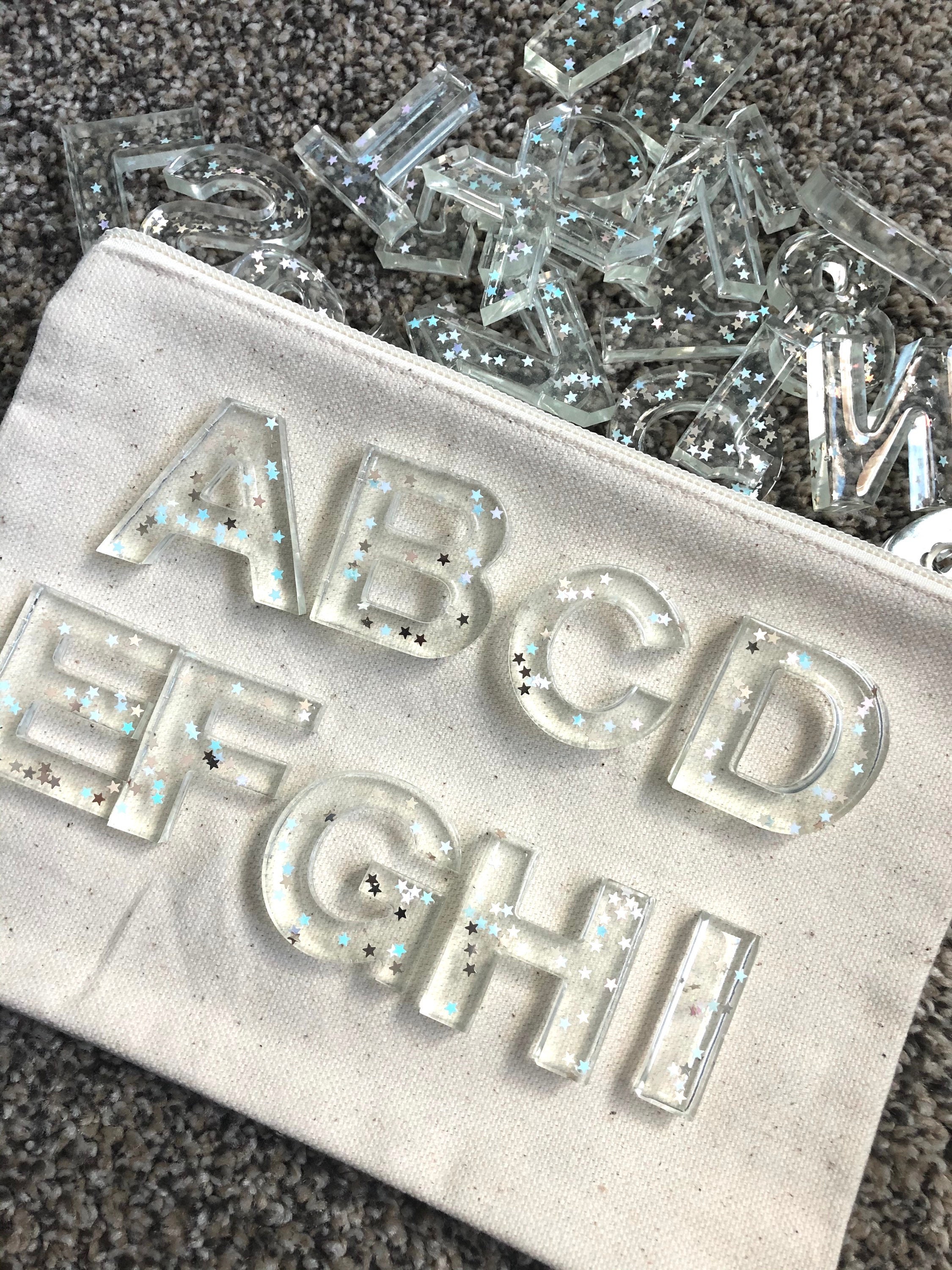 Resin Alphabet set Resin letters Learning Activity Glitter Etsy