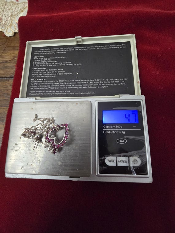 14K Solid Gold Ruby Heart Necklace and Earrings S… - image 20