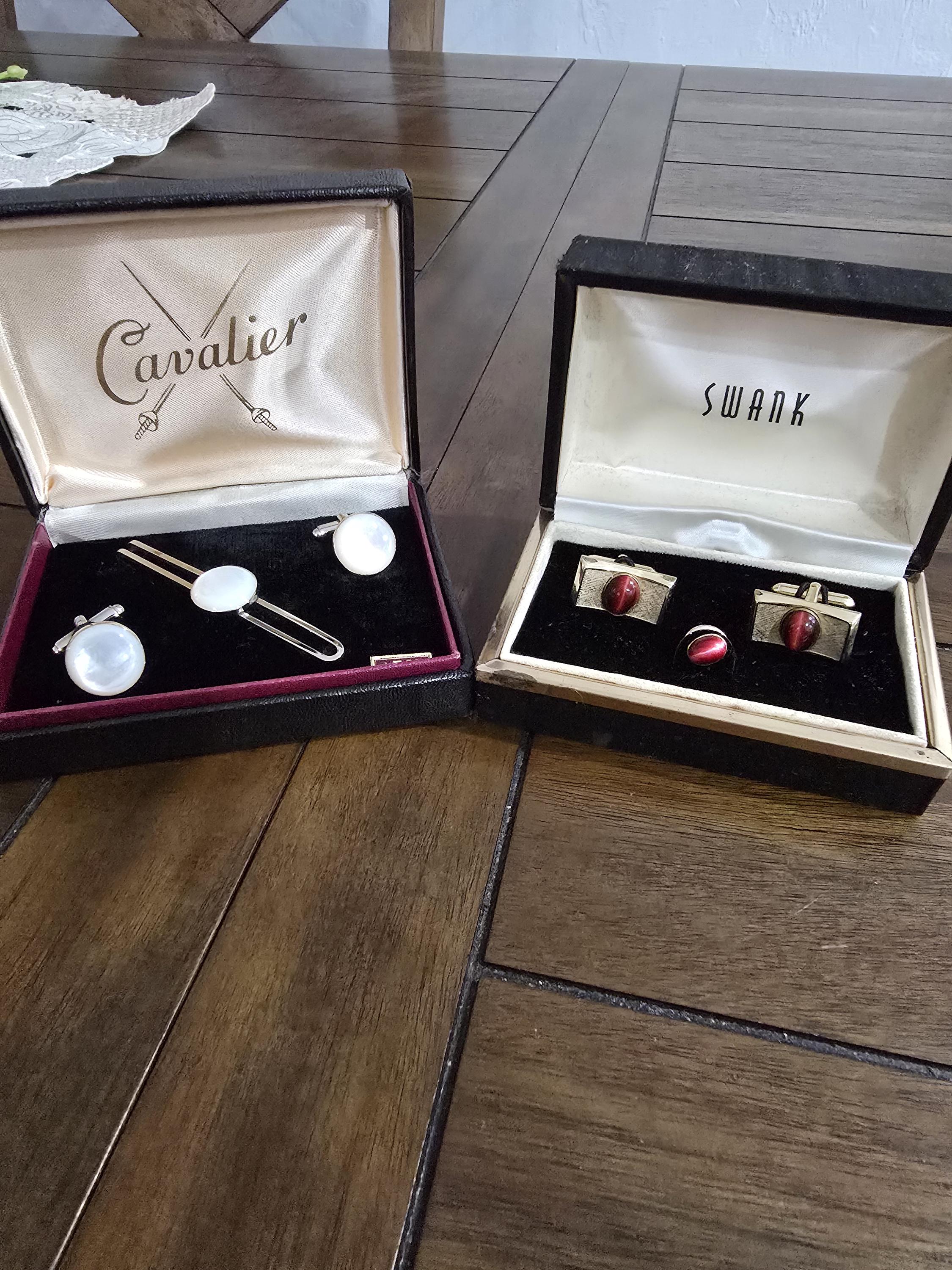 vintage swank cufflinks and tie clip set