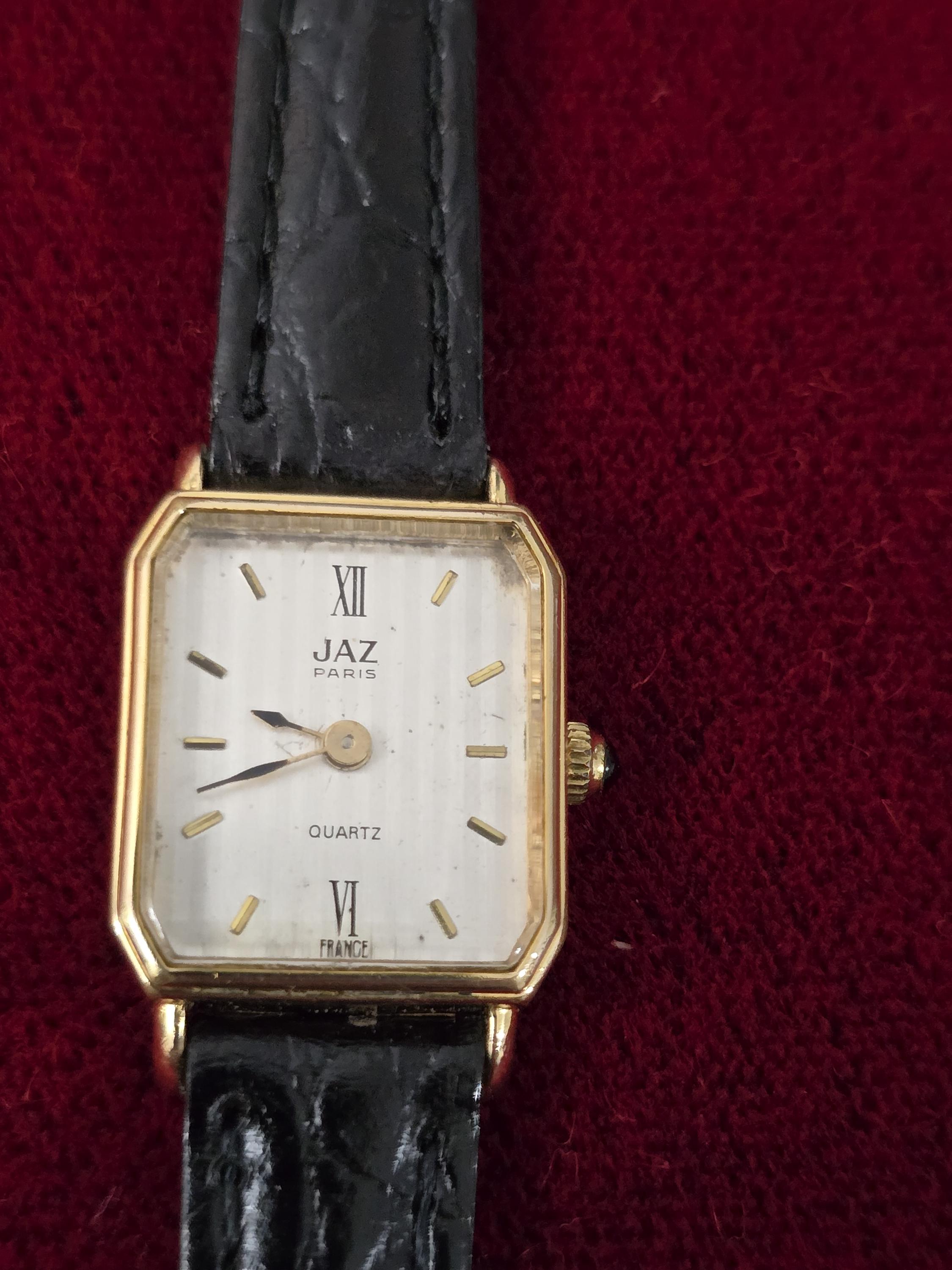 Montre Vintage JAZ Automatic - Mouvement Automatique, Cadran Doré, Bracelet Cuir - Occasion