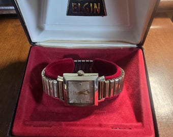 Vintage Elgin Shockmaster Rectangular Watch | Original Box | Mechanical | Collectible Classic