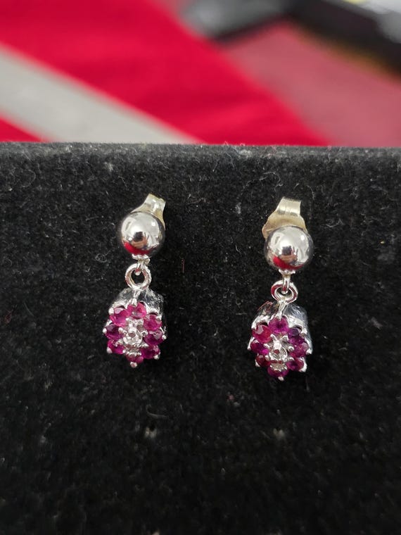 14K Solid Gold Ruby Heart Necklace and Earrings S… - image 8