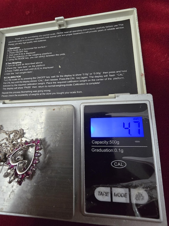 14K Solid Gold Ruby Heart Necklace and Earrings S… - image 17