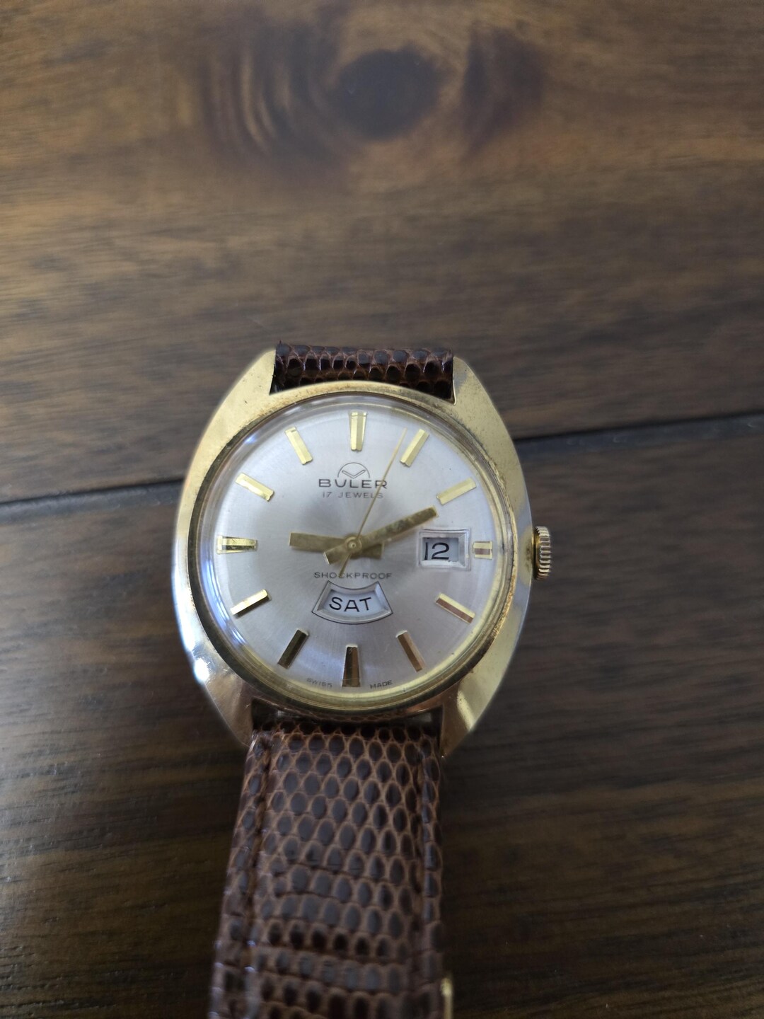 Vintage Buler Swiss Mechanical Day-date Watch 17 Jewels – Gold Tone ...
