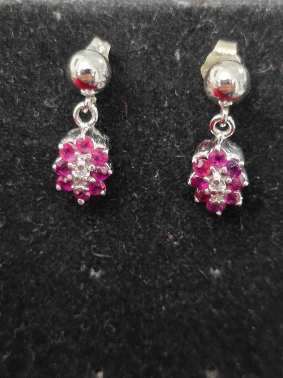 14K Solid Gold Ruby Heart Necklace and Earrings S… - image 7