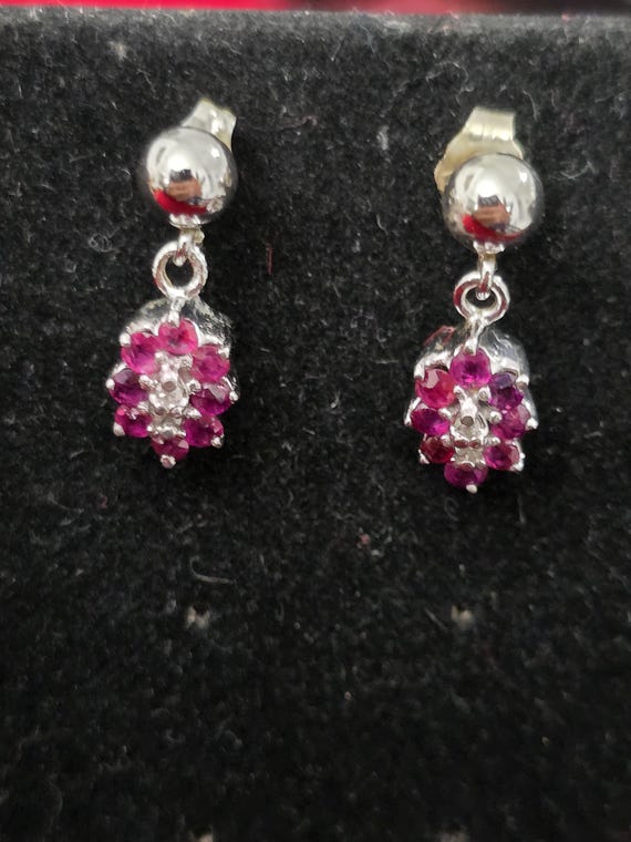 14K Solid Gold Ruby Heart Necklace and Earrings S… - image 13