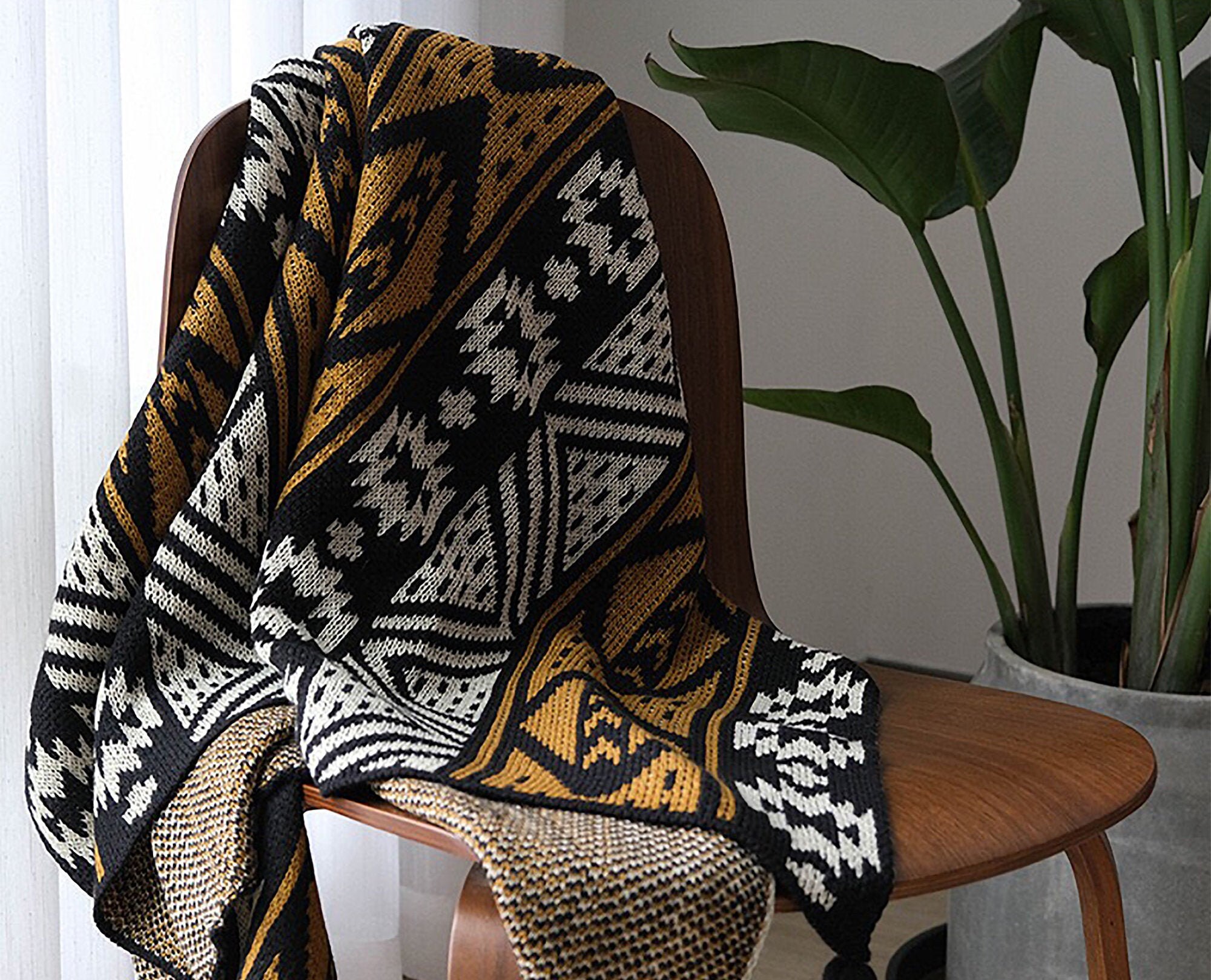 Aztec Pattern Throw Blanket with tassles Cozy Soft Etsy