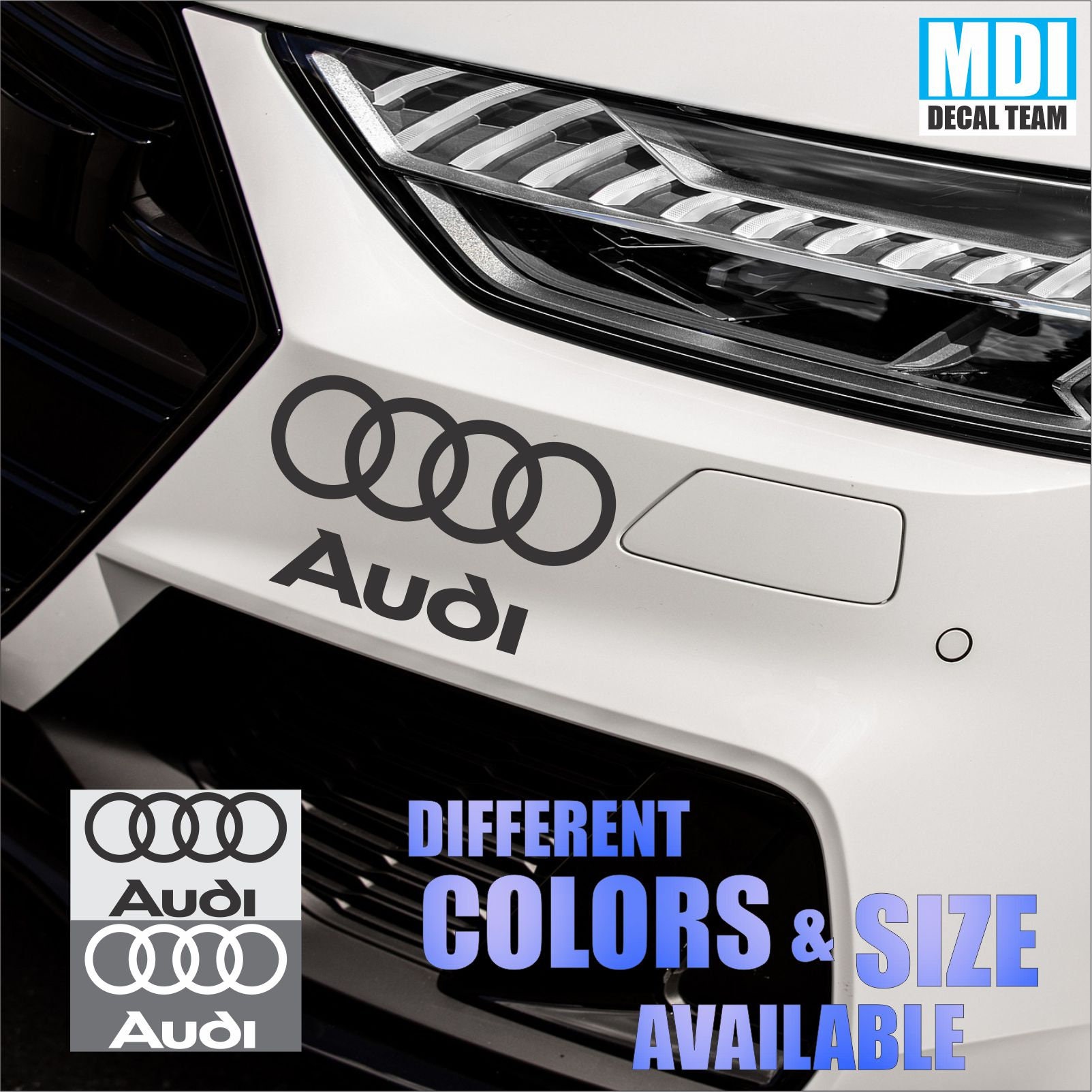 AUDI Vinyl Decal Sticker Windshield Bumper Emblem Logo Graphic Etsy UK