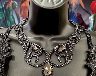 Black Necklace for Professional Ballroom Dancing, Dance Jewelry, Crystal Necklace.
