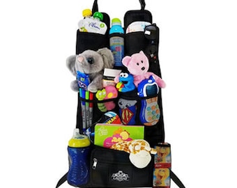 Waterproof Car Backseat Organizer: Travel Storage with Zippered Pouch