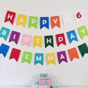 Personalized Felt Birthday Banner: Colorful Party Decor, Reusable Birthday Sign