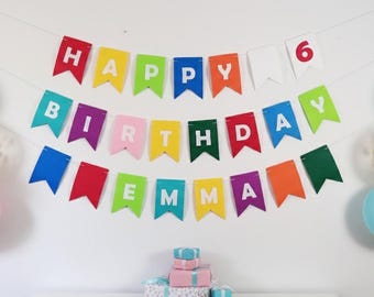 Personalized Felt Birthday Banner: Colorful Party Decor, Reusable Birthday Sign