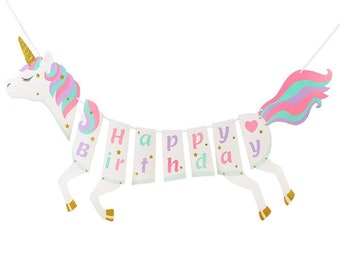 Unicorn Birthday Banner, Rainbow Unicorn Happy Birthday Banner, Unicorn Party, Happy Birthday Banner, Unicorn Party, Unicorn Birthday