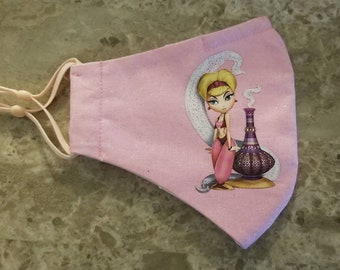 I Dream of Jeannie Face Mask: Handmade Cotton Blend with Filter Pocket