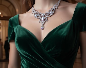 Crystal AB Necklace, Professional Ballroom Dance Jewelry
