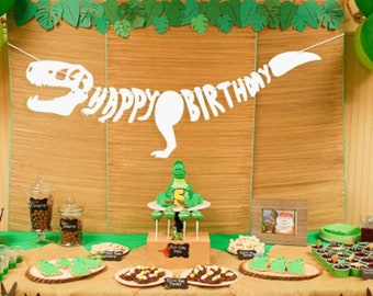 Happy Birthday TREX Dinosaur Banner, Happy Birthday Banner