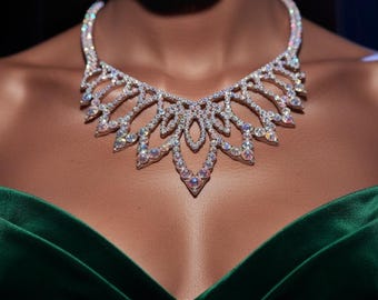 Necklace for Professional Ballroom Dancing, Dance Jewelry, Crystal Necklace.