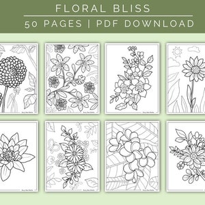 50 Floral Bliss Coloring Pages | Printable PDF | Flower Inspired Art ...