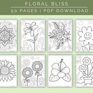50 Floral Bliss Coloring Pages | Printable PDF | Flower Inspired Art ...