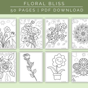 50 Floral Bliss Coloring Pages | Printable PDF | Flower Inspired Art ...