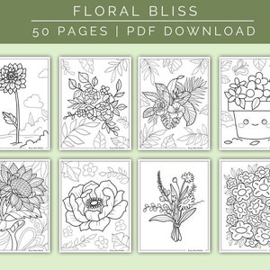 50 Floral Bliss Coloring Pages | Printable PDF | Flower Inspired Art ...