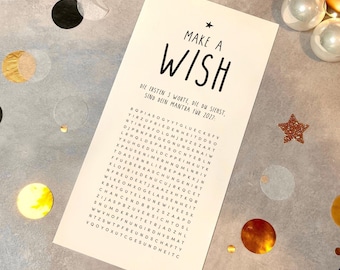 MAKE A WISH – Inspirierende Mantra-Karte für 2027 – Geschenk zu Weihnachten oder Silvester, Neujahr, Postkarte Weihnachten für Wunderkerze