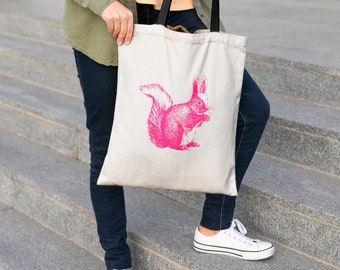 Eichhörnchen Tasche neon pink – Eichhörnchen Einkaufstasche – Geschenk Freundin oder für Mama – Tasche Jutebeutel von Druckerstüble