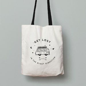 Camping Tasche – Get lost in the right direction – Bulli Tasche – Camper Geschenk – Bulli Geschenk – VW Bus Zubehör – Vanlife Geschenk