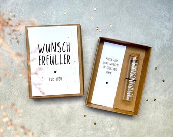 Geldgeschenk zum Geburtstag mit Reagenzglas – Wunscherfüller – zum runden Geburtstag – Geldgeschenk Reise – personalisierte Geschenkbox