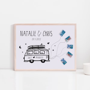 Hochzeitsgeschenk – Geldgeschenk Hochzeit – Geschenk Hochzeit – Hochzeitsreise – Personalisierbar – Camper – Reise – Bulli – Roadtrip