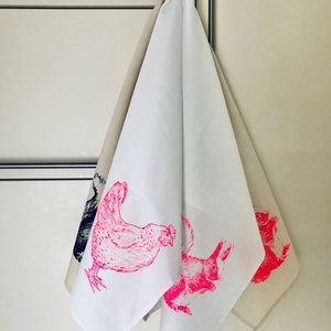 Eichhörnchen Geschirrtuch pink Küchendeko Küche Geschenk Handtuch handbedruckt Geschenk Freundin Geschenk Mitbringsel Bild 5