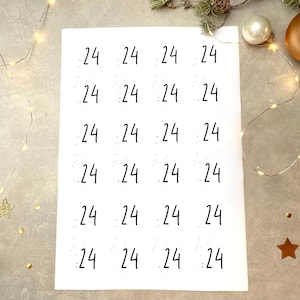 Frauen-Adventskalender 24 gleiche Zahlen, Adventskalender Zahlen Aufkleber, Sticker 4cm rund