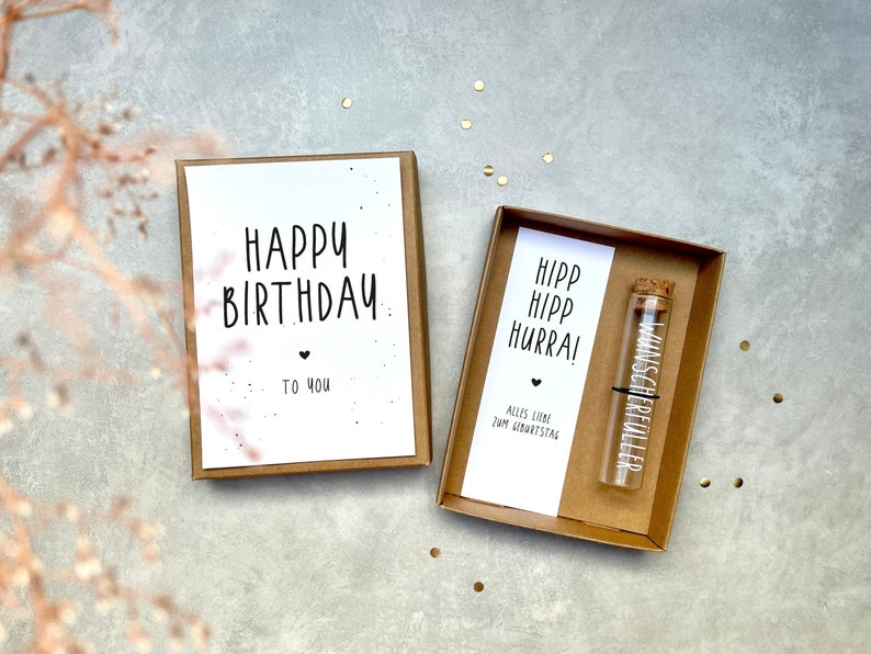 Geldgeschenk zum Geburtstag mit Reagenzglas Wunscherfüller zum runden Geburtstag Geldgeschenk Reise personalisierte Geschenkbox image 1