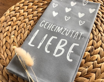 Geheimzutat Liebe Geschirrtuch – Hochzeit Geschenk – Geschenk Mutter – Geschenk Küche – Küchendeko – Hochzeitsgeschenk – Druckerstüble