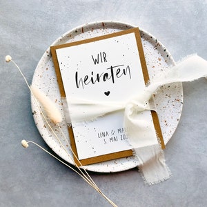 Einladung Hochzeit Kraftpapier, Hochzeitseinladung schlicht, Einladungskarte Büttenpapier 1