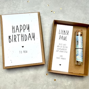 Geldgeschenk zum Geburtstag mit Reagenzglas Wunscherfüller zum runden Geburtstag Geldgeschenk Reise personalisierte Geschenkbox Bild 4