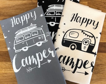Camping Geschirrtuch – Camper Geschenk – VW Bus Zubehör – Vanlife Geschenk – Bulli Geschenk – Happy Camper – Campingküche