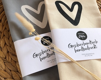 Herz Geschirrtuch – Hochzeit Geschenk  – Geschenk Küche – Küchendeko – Freundin Geschenk – Hochzeitsgeschenk – Mama – Druckerstüble