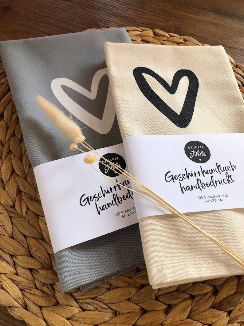 Herz Geschirrtuch Hochzeit Geschenk Geschenk Küche Küchendeko Freundin Geschenk Hochzeitsgeschenk Mama Druckerstüble Bild 1