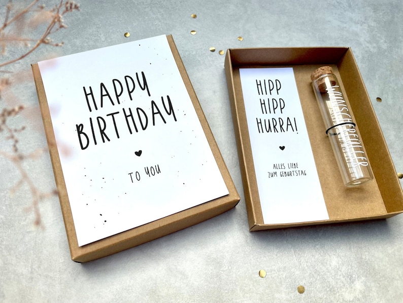 Geldgeschenk zum Geburtstag mit Reagenzglas Wunscherfüller zum runden Geburtstag Geldgeschenk Reise personalisierte Geschenkbox Bild 2