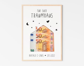 Hochzeitsgeschenk – Geldgeschenk Hochzeit – Geschenk Hochzeit – Haus – Hausbau – Personalisierbar – Traumhaus – Geldgeschenk Haus Einzug